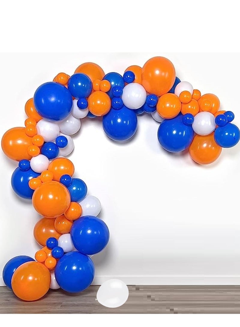Boxwoods Blue Orange White Balloons garland Kit For Blippi Theme Birthday Party - Image 1