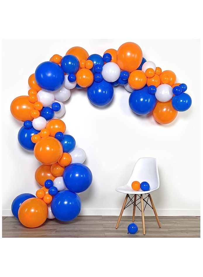 Boxwoods Blue Orange White Balloons garland Kit For Blippi Theme Birthday Party - Image 3