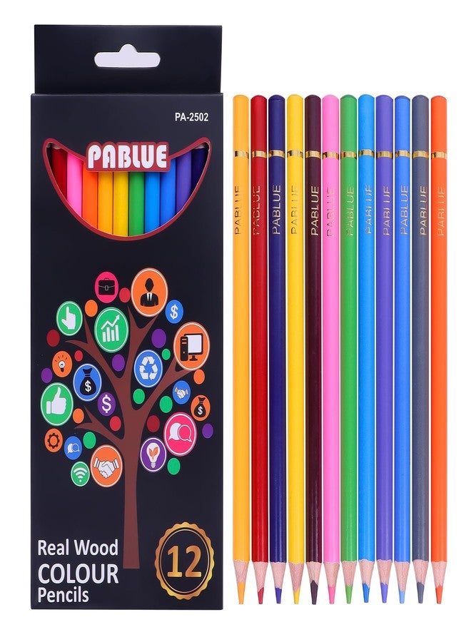 PABLUE Colored Pencils, Premium Soft Core, 12 Professional Colored Pencil for Adults,school and Coloring Book, Artist Drawing Pencils with a Water Color Brush Gift for Blending, Sketching, Shading - Image 1