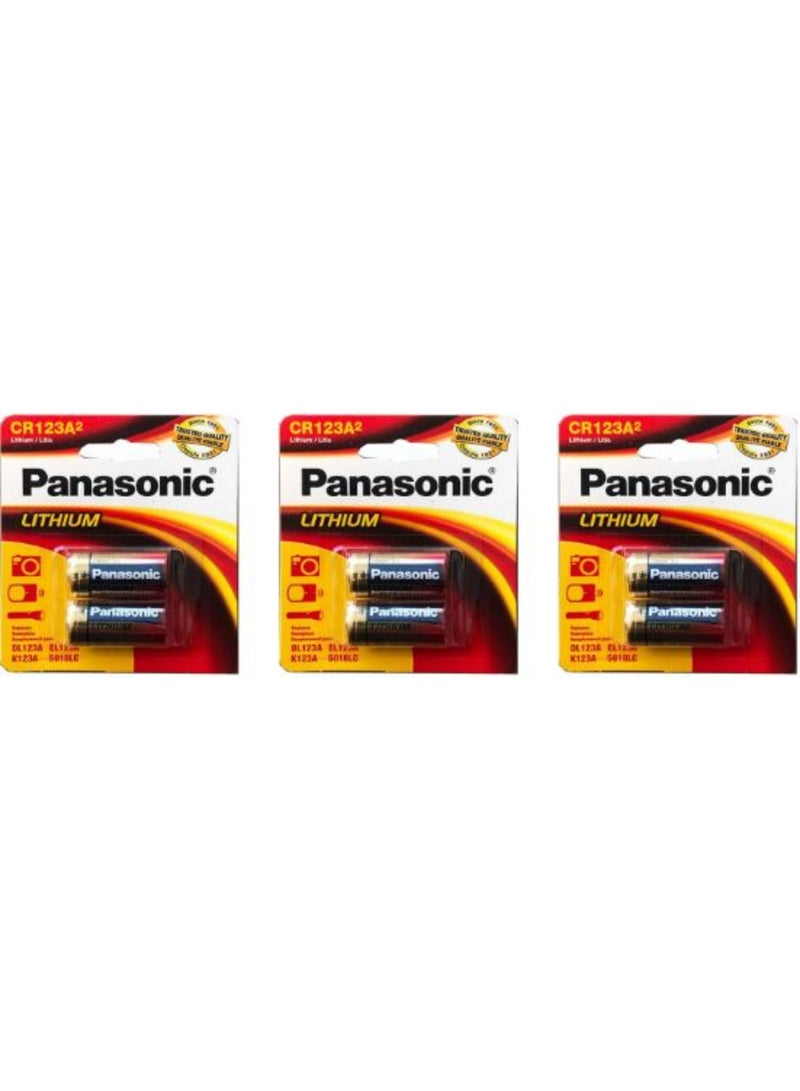 6-Pieces Panasonic CR123A Lithium 3V Batteries
