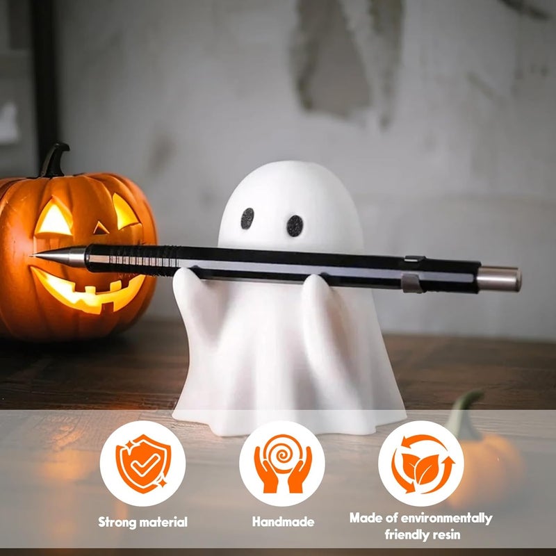 OFDNE Halloween Ghost Figurine - Spooky Resin Pen Holder Statue, Cute Decor for Halloween Decorations Indoor, Funny Porch and Indoor Spooky Home Decor Gifts - Image 2