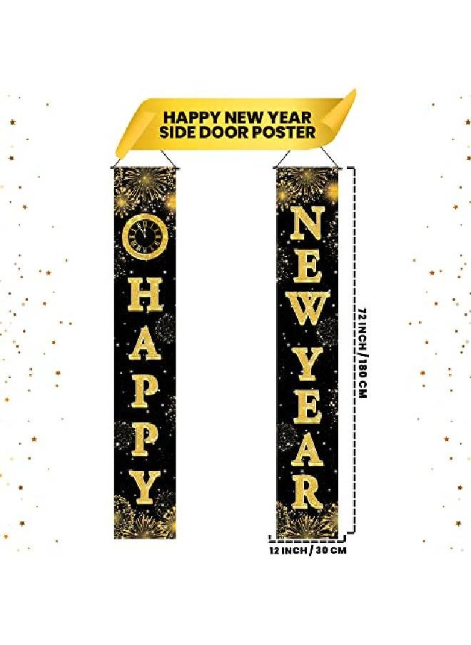 KATCHON Large New Year Door Banner 2 Pieces 72X12 Inch Happy New Year Banner 2022 | New Year Door Hanging Decorations | New Year Door Sign For New Years Eve Party Supplies 2022 Happy New Year Decorations  - Image 4