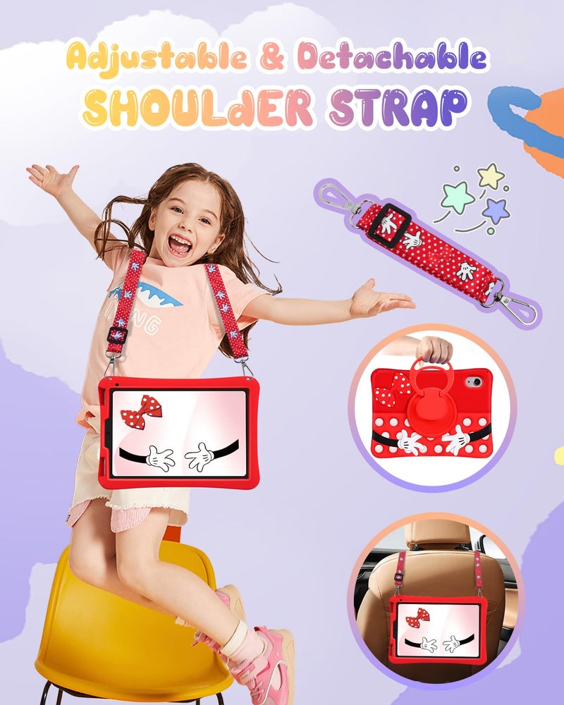 Lotadilo Cute Case for iPad mini 7 2024 (A17 Pro) / Mini 6 Case 8.3 Inch 2021- Silicone 3D Design Red Point for Girls Women Teens Girly Kawaii Funny Cartoon Soft Stand for with Lanyard - Image 3