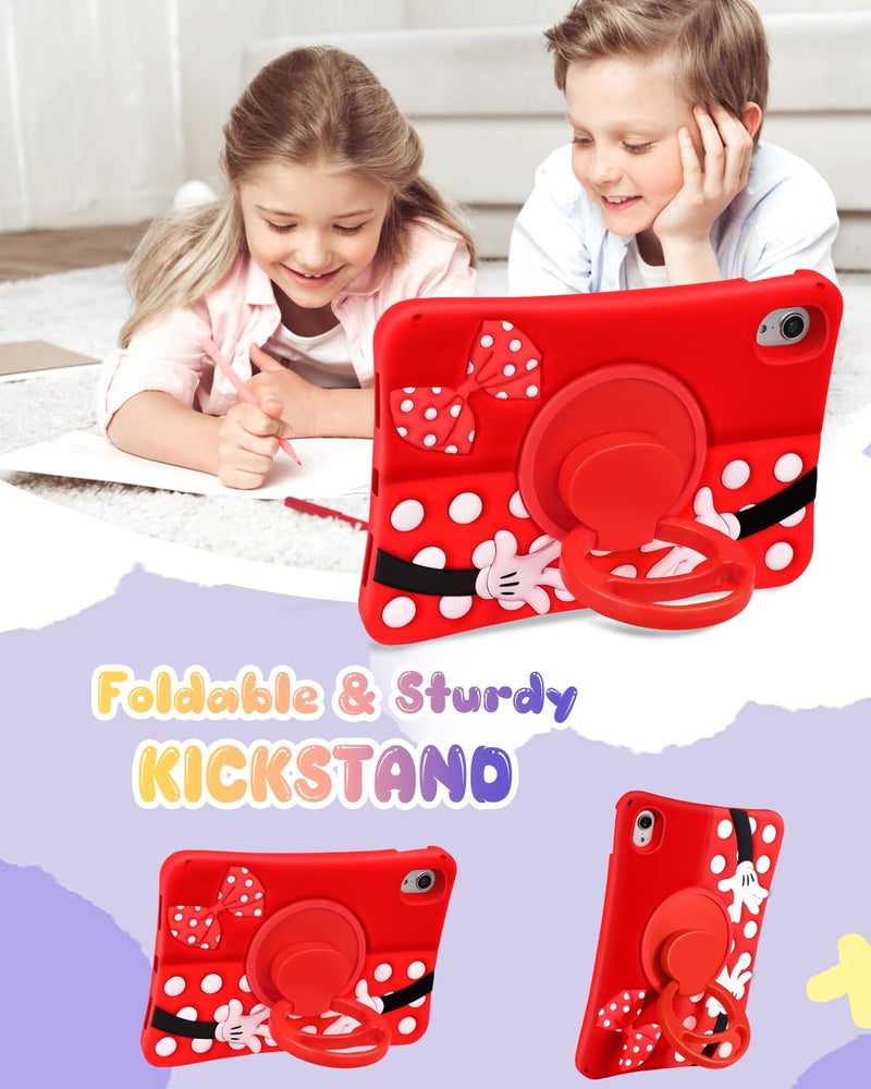 Lotadilo Cute Case for iPad mini 7 2024 (A17 Pro) / Mini 6 Case 8.3 Inch 2021- Silicone 3D Design Red Point for Girls Women Teens Girly Kawaii Funny Cartoon Soft Stand for with Lanyard - Image 5