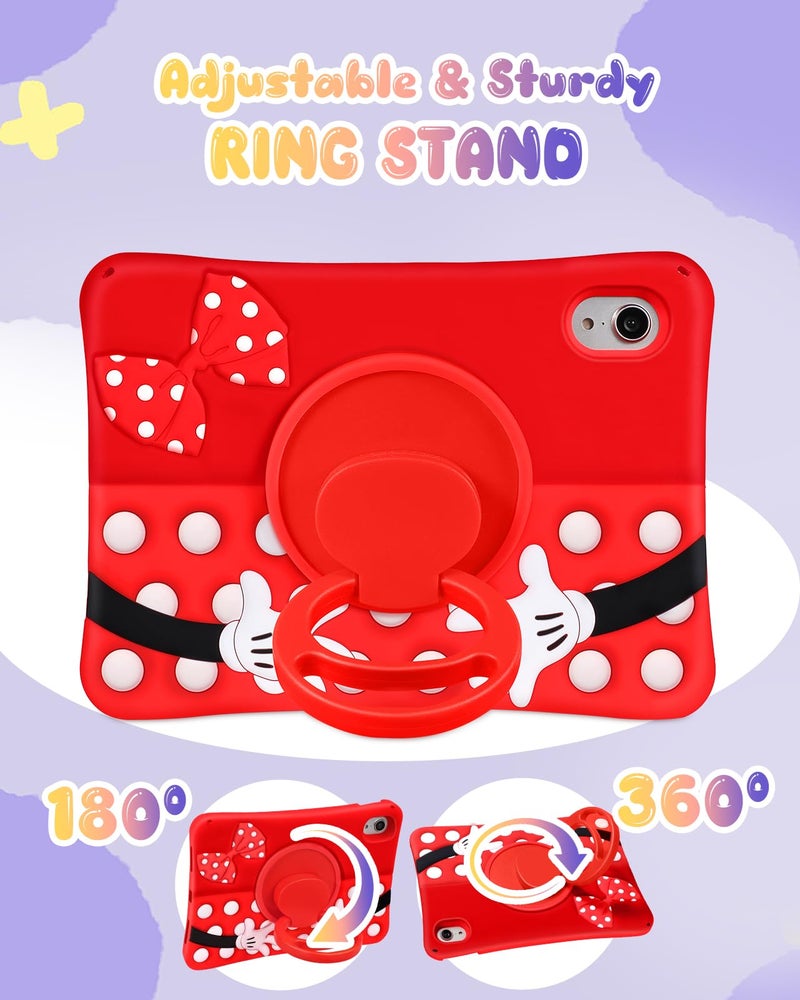 Lotadilo Cute Case for iPad mini 7 2024 (A17 Pro) / Mini 6 Case 8.3 Inch 2021- Silicone 3D Design Red Point for Girls Women Teens Girly Kawaii Funny Cartoon Soft Stand for with Lanyard - Image 4