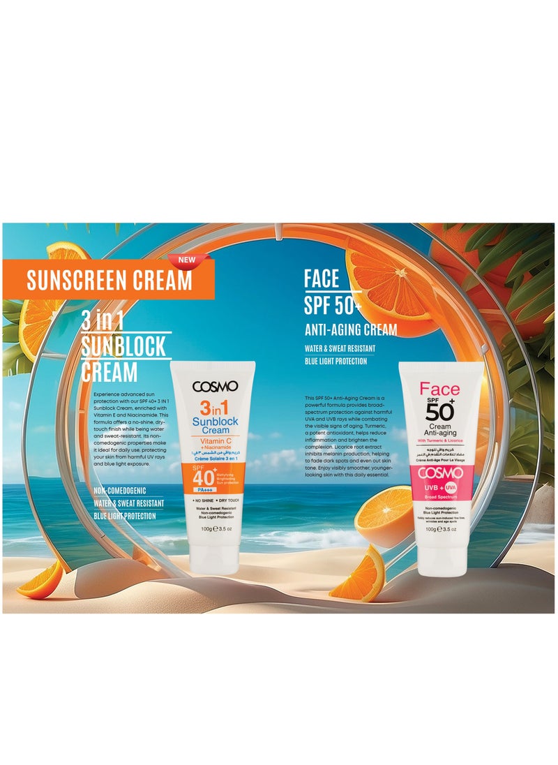 COSMO Cosmo 3 in 1 Sunblock Cream SPF 40 Vitamin+niacinamide for Men and Women  - Image 2
