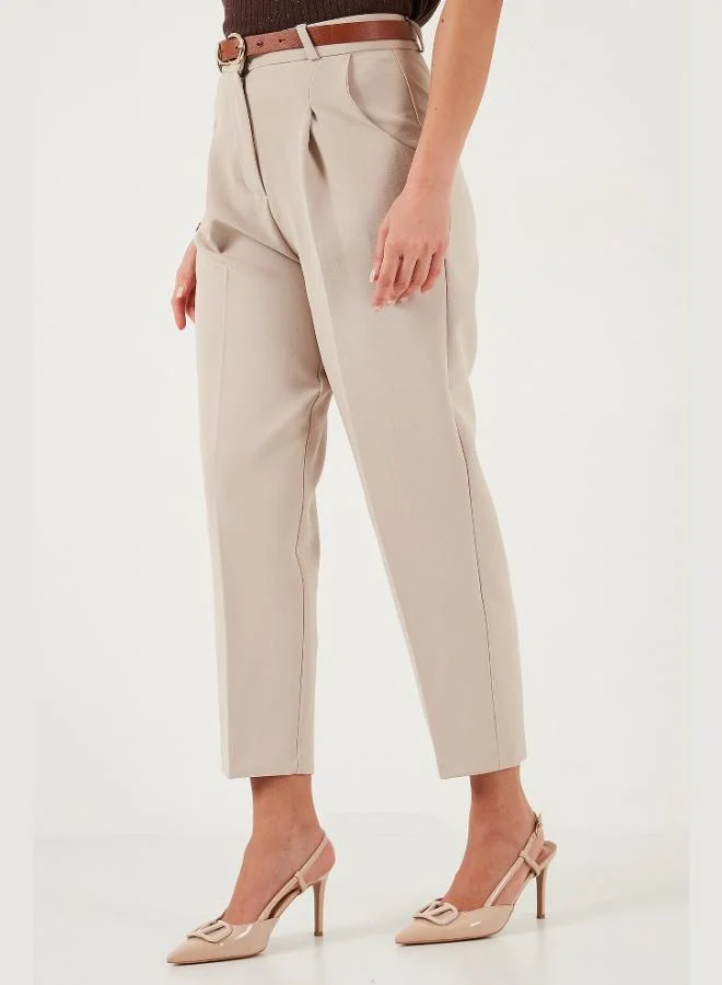 Lela  Lela Regular Fit High Waist Straight Leg Belted Trousers Women's TROUSERS 68350938 for Women | Best Price UAE