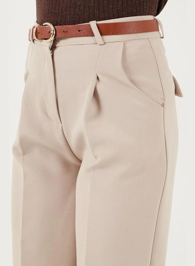 Lela  Lela Regular Fit High Waist Straight Leg Belted Trousers Women's TROUSERS 68350938 for Women | Best Price UAE