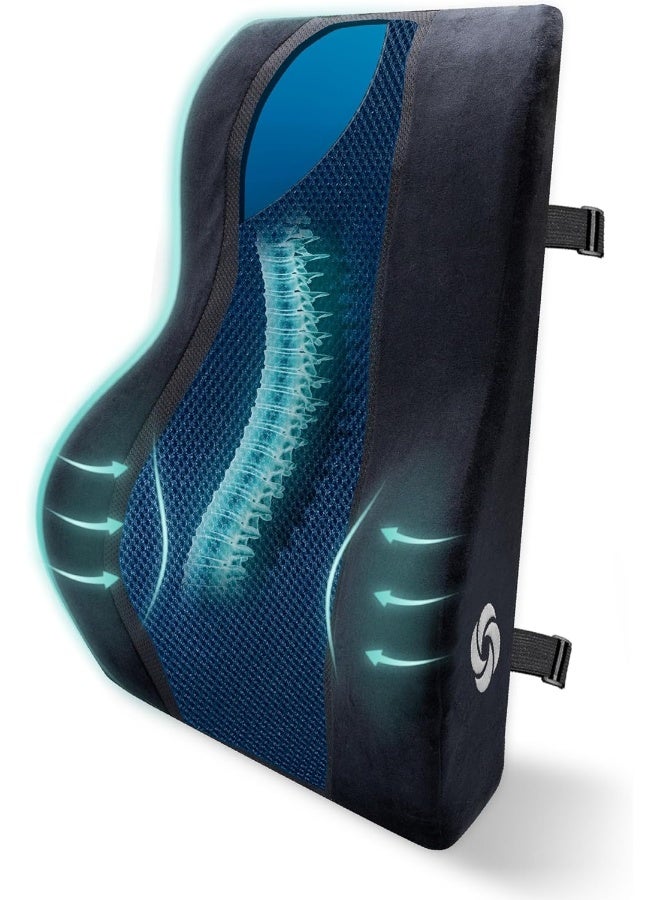 Samsonite وسادة دعم الظهر متوسطة الارتفاع من سامسونيت مع جل تبريد لمقعد المكتب أو السيارة - Image 1