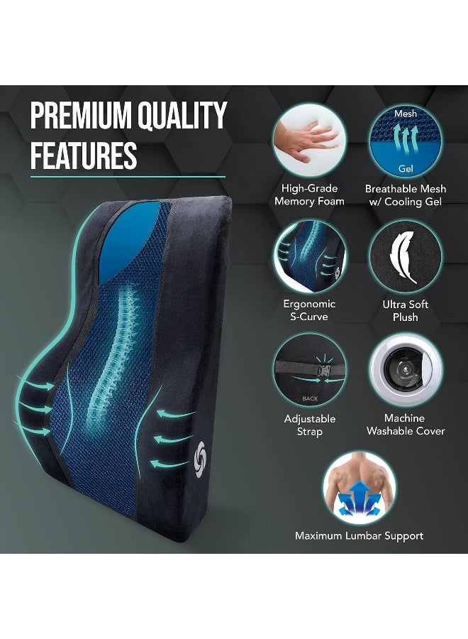 Samsonite وسادة دعم الظهر متوسطة الارتفاع من سامسونيت مع جل تبريد لمقعد المكتب أو السيارة - Image 5