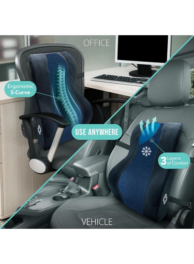 Samsonite وسادة دعم الظهر متوسطة الارتفاع من سامسونيت مع جل تبريد لمقعد المكتب أو السيارة - Image 2