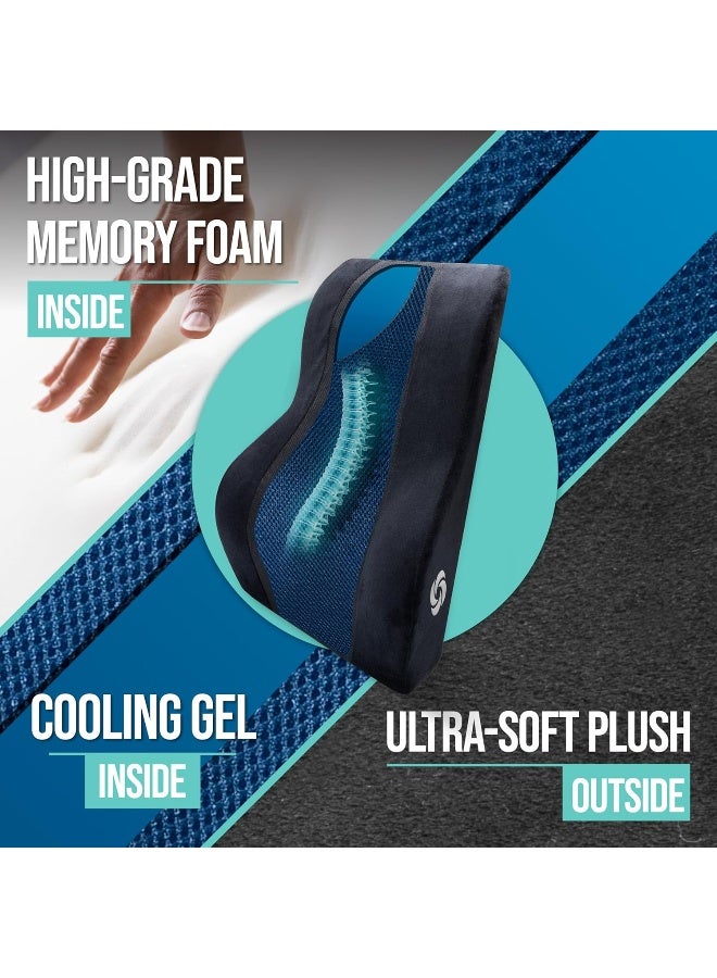 Samsonite وسادة دعم الظهر متوسطة الارتفاع من سامسونيت مع جل تبريد لمقعد المكتب أو السيارة - Image 4