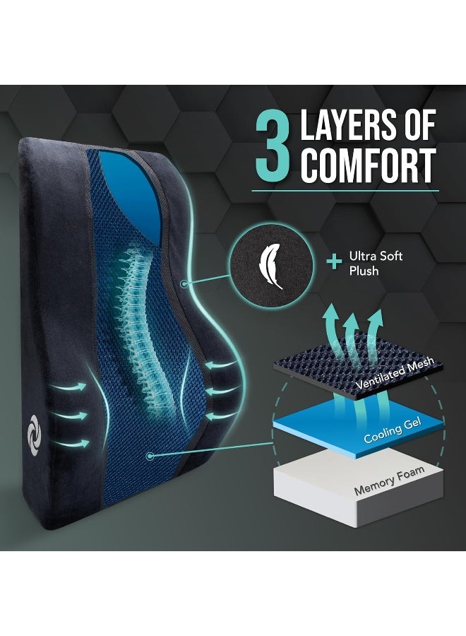 Samsonite وسادة دعم الظهر متوسطة الارتفاع من سامسونيت مع جل تبريد لمقعد المكتب أو السيارة - Image 3