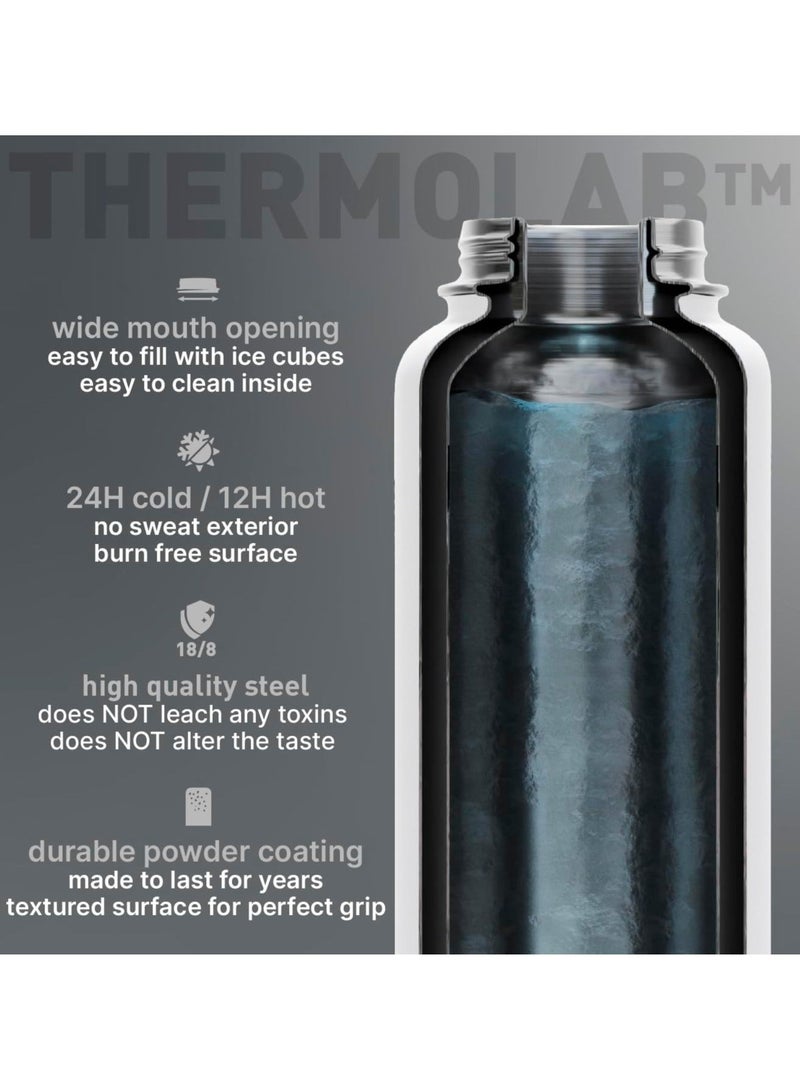 BEOLA 950ml Water Bottle 18/8 Stainless Steel 304 Double Wall Insulated Thermos Bottle with Straw Lid and wide mouth, 2 lids included, Hot Cold Liquids Sports Bottle bella, 32oz (Classic white) - Image 4