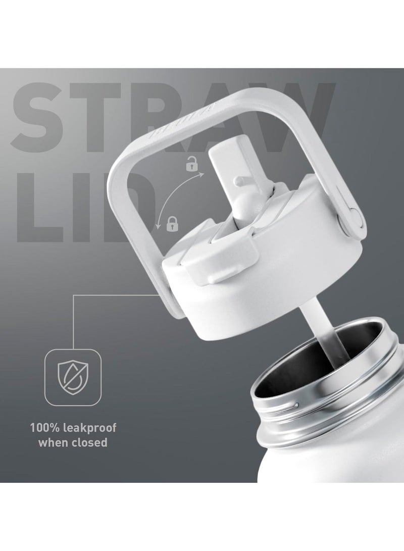 BEOLA 950ml Water Bottle 18/8 Stainless Steel 304 Double Wall Insulated Thermos Bottle with Straw Lid and wide mouth, 2 lids included, Hot Cold Liquids Sports Bottle bella, 32oz (Classic white) - Image 5