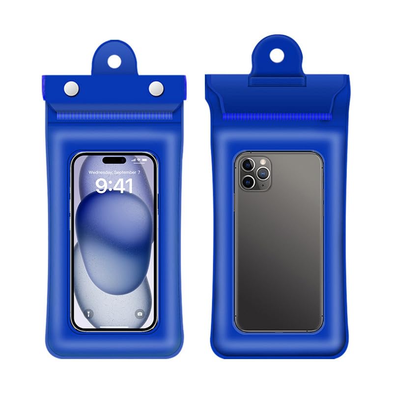 Printme Waterproof Mobile Pouch with Floating Airbags – Universal Waterproof Case for All Smartphones up to 7.2 Inch – IPX8 Dry Bag for Swimming, Beach, Rain – Touchscreen Friendly (Blue) - Image 1