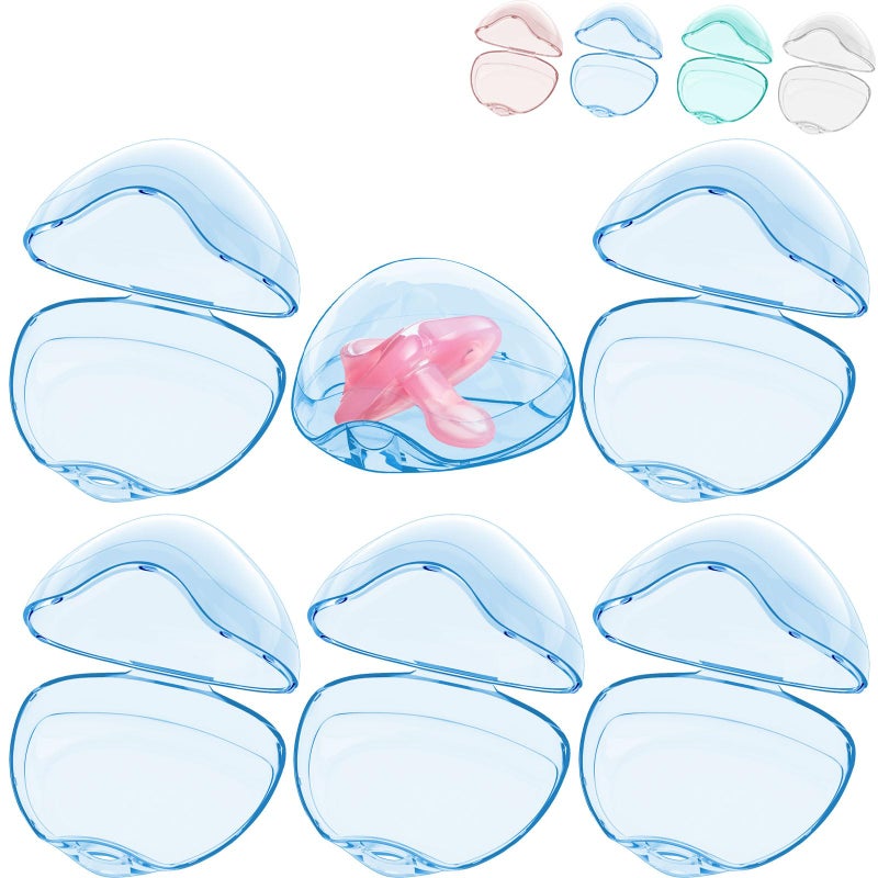 Smlpuame Pacifier Case,6 Pack BPA Free Pacifier Holder Case,Transparent Container Box for Baby Binkyï¼ˆNot Included),Essential Pacifier Accessories,Alway Keep Paci Clean,Easy to Clean(Blue) - Image 1