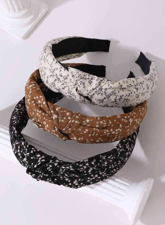 تايك تو Set of 3 - Flower Print Knot Headband