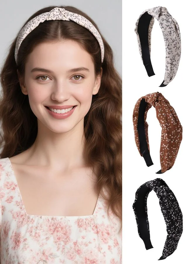 تايك تو Set of 3 - Flower Print Knot Headband