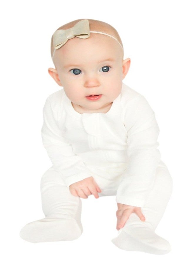 Owlivia Organic Cotton Baby Pajamas, Boys Girls Zip Front Sleep 'N Play, Footed Sleeper, Long Sleeve(3-6 Months, Ivory White) - Image 2
