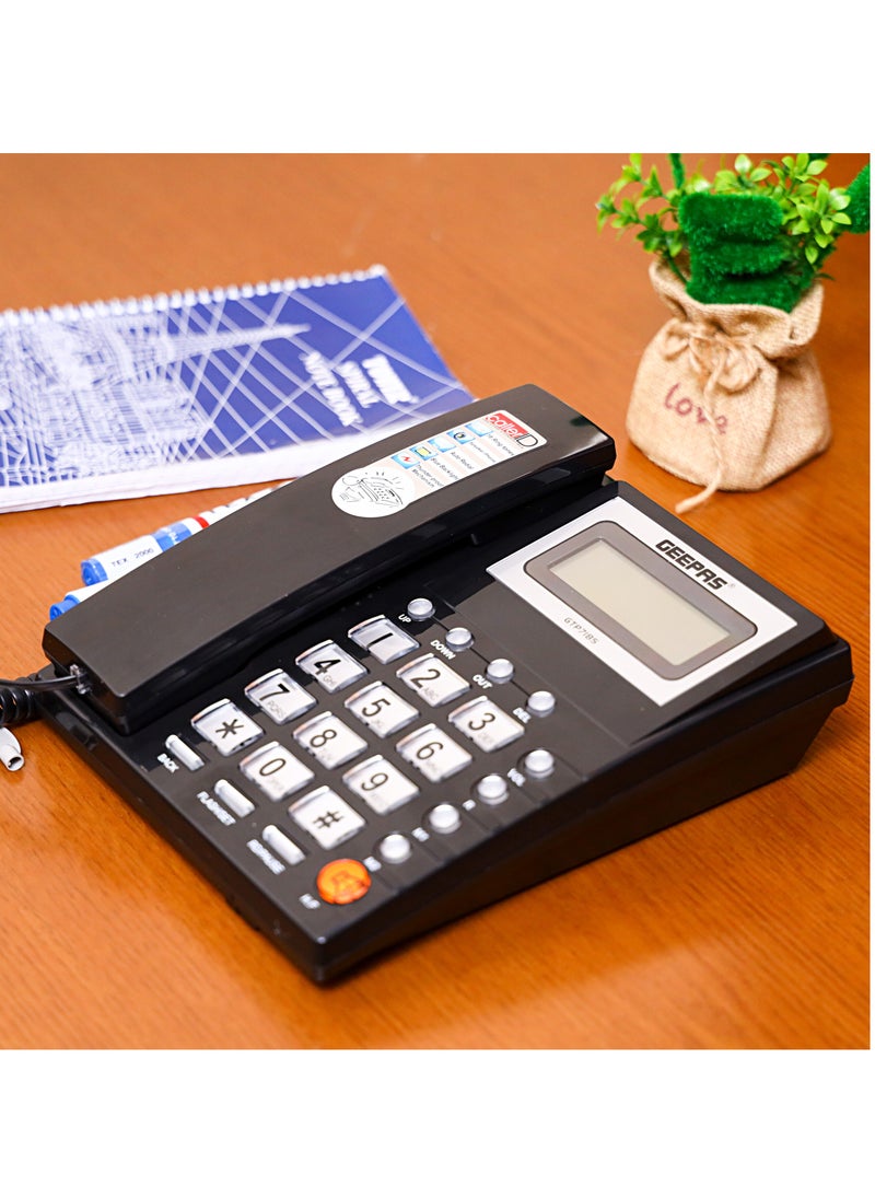 Geepas GTP7185 Executive With Caller ID and 3-Mode IDD Key Lock , Caller ID Recording 15 Out and 50 Incoming Calls With Auto Redial, Addition FSK and DTMF Dual System with Loud Speaker for Hands Free