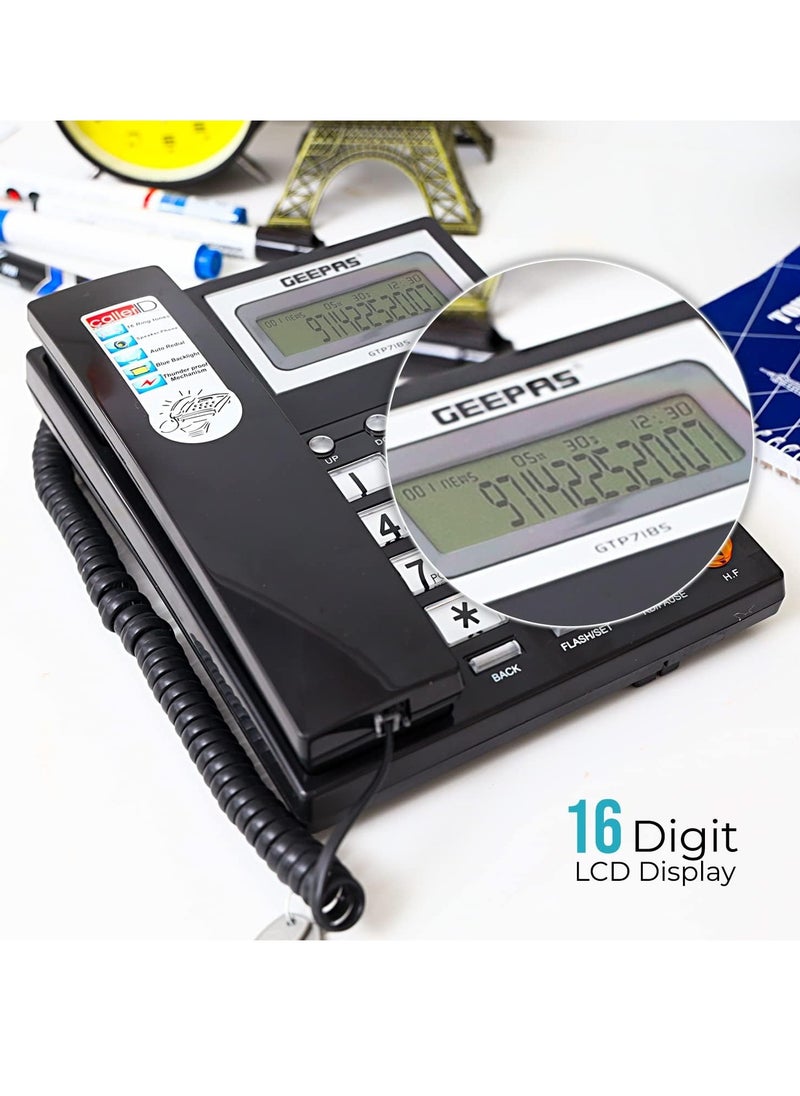 GEEPAS Geepas GTP7185 Executive With Caller ID and 3-Mode IDD Key Lock , Caller ID Recording 15 Out and 50 Incoming Calls With Auto Redial, Addition FSK and DTMF Dual System with Loud Speaker for Hands Free  - Image 2