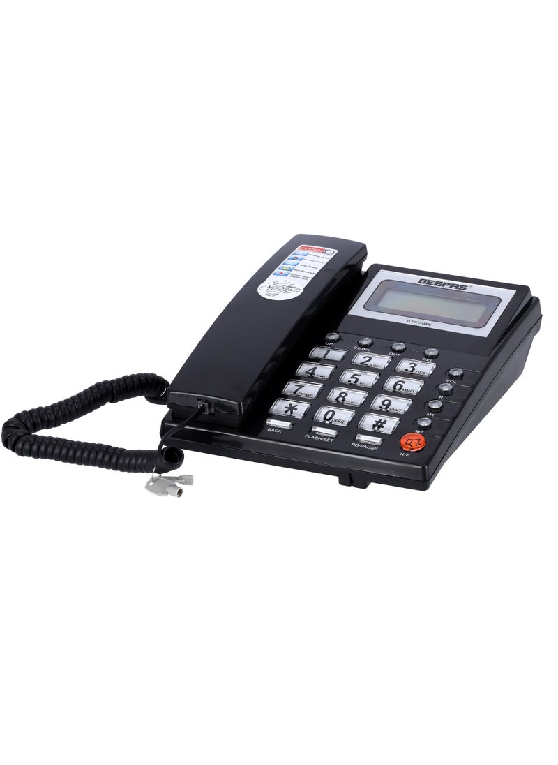 Geepas GTP7185 Executive With Caller ID and 3-Mode IDD Key Lock , Caller ID Recording 15 Out and 50 Incoming Calls With Auto Redial, Addition FSK and DTMF Dual System with Loud Speaker for Hands Free