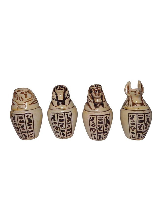 Set Of 4 Egyptian Ancient Canopic Jars Canopy Jar Organs Storage Statue Statues Pharaoh Pharaohs Mythology Decor