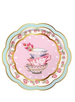 ThePartyPopper Elegant Floral Tea Party Tableware Set Paper Plates, Napkins, Tea Cups Set  - Image 2