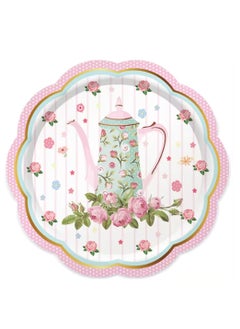 ThePartyPopper Elegant Floral Tea Party Tableware Set Paper Plates, Napkins, Tea Cups Set  - Image 3
