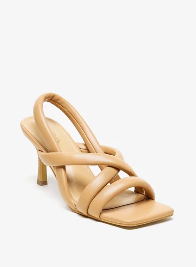 فلورا بيلا Solid Slingback Cross Strap Sandals with Stiletto Heels