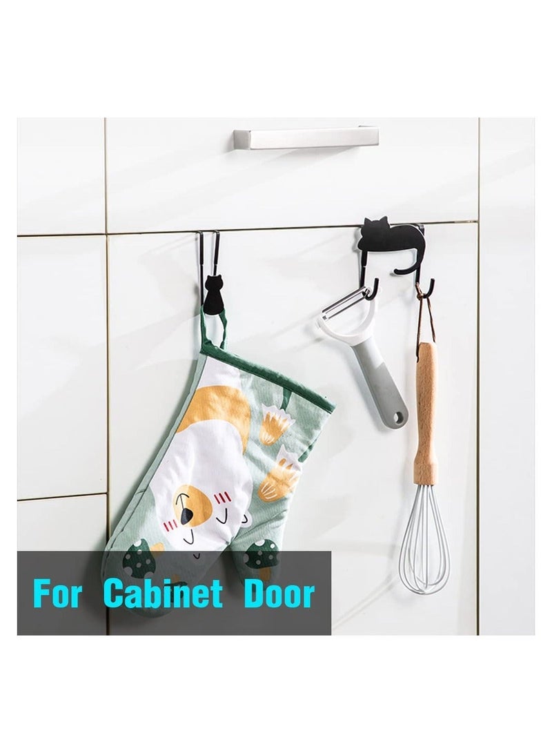 5Pcs Over Cabinet Door Hooks, Cute Cat Hooks Narrow Hook Heavy Duty Towel Wardrobe Drawer Stainless Steel S for Kitchen Bathroom - Image 4