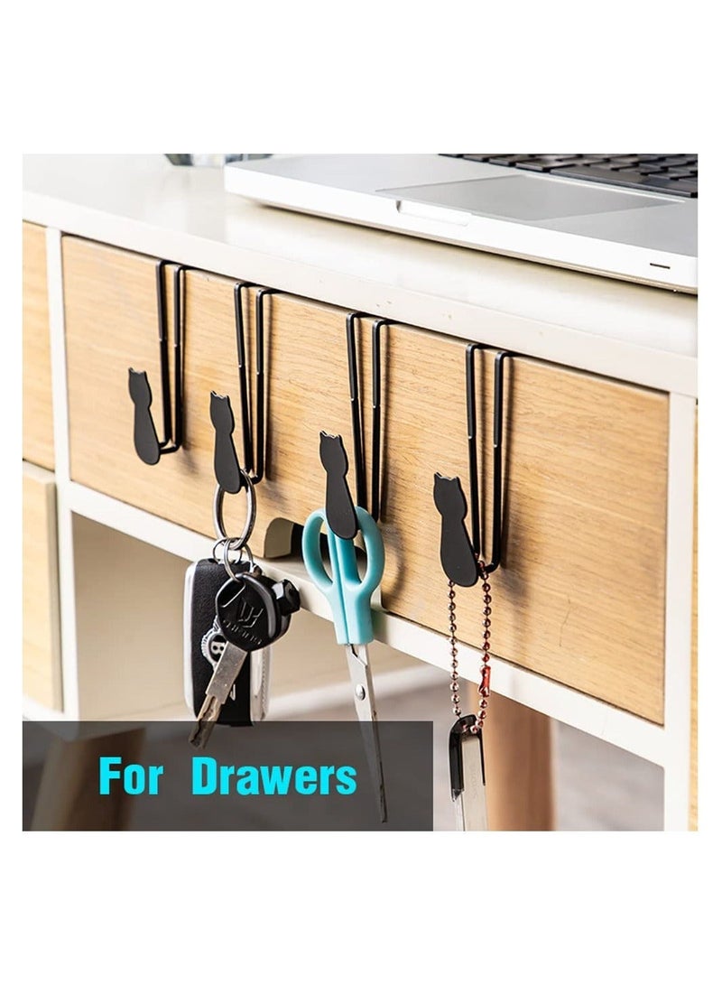 5Pcs Over Cabinet Door Hooks, Cute Cat Hooks Narrow Hook Heavy Duty Towel Wardrobe Drawer Stainless Steel S for Kitchen Bathroom - Image 2