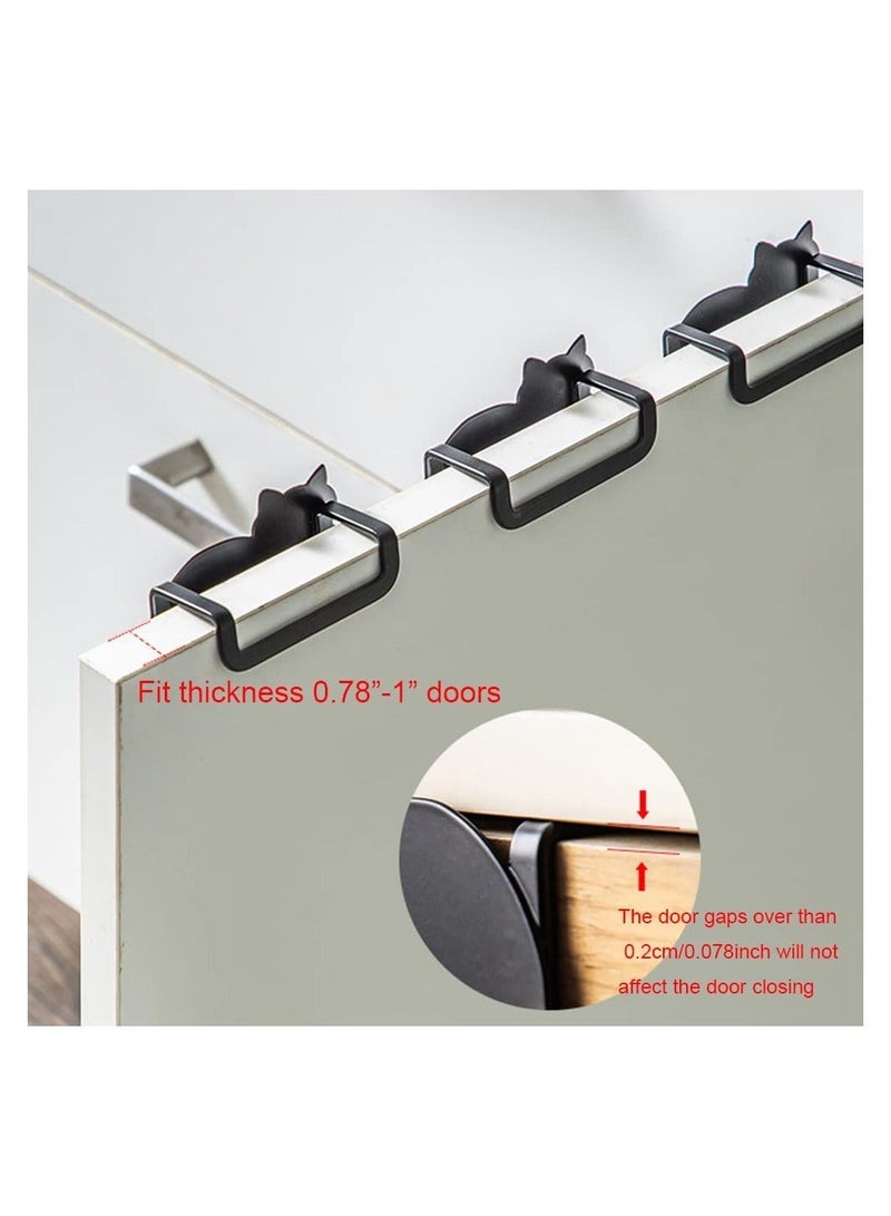 5Pcs Over Cabinet Door Hooks, Cute Cat Hooks Narrow Hook Heavy Duty Towel Wardrobe Drawer Stainless Steel S for Kitchen Bathroom - Image 5