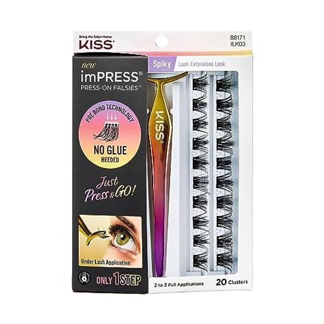 إمبريس رموش imPRESS فالسيز ذاتية اللصق، رموش ضغط، 12-14مم حجم طبيعي، أسود، بدون غراء، شريط غير مرئي، 36 عنقود وملقط - Image 1