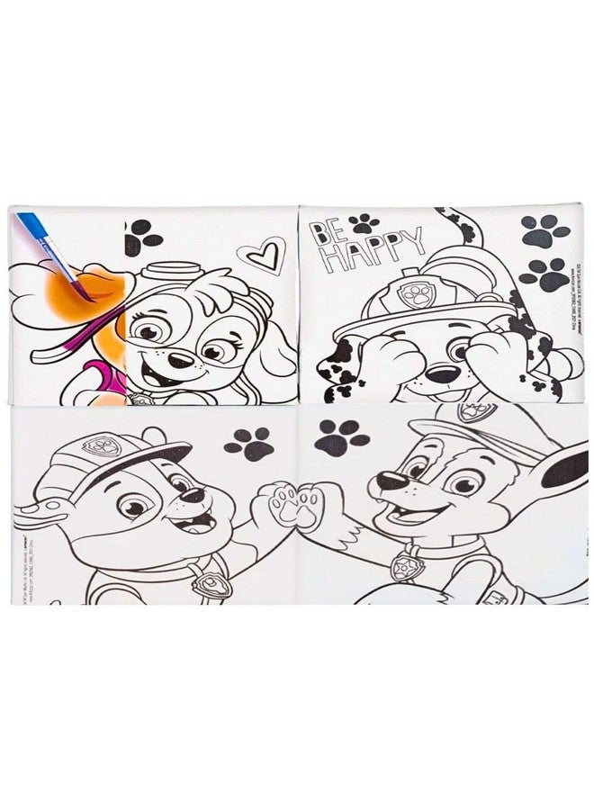 Amscan Paw Patrol DIY Canvas Painting Set - 4 Colorful 4"x4" Canvases, 1 Paint Brush, 6 Vibrant Paints - Unleash Creativity & Foster Imagination - Perfect Gift for Kids Art Lovers - Image 1