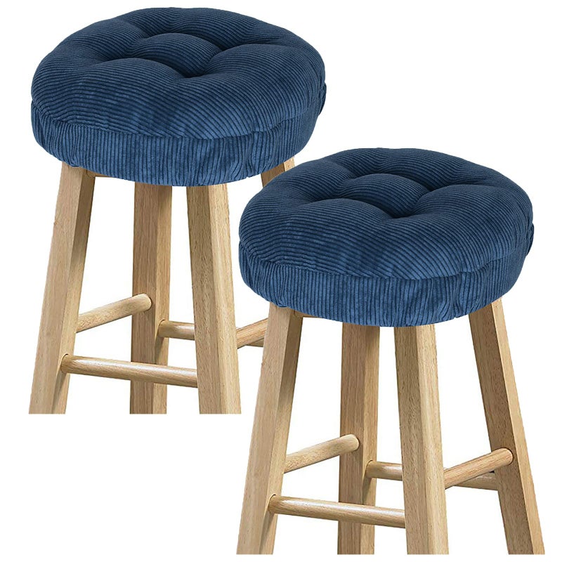 BAIBU baibu Set of 2 Stool Covers Round Super Soft Corduroy Round Bar Stool Cushion Covers Seat Cushion  2 Cushions Only CorduroyBlue 12 30 cm 