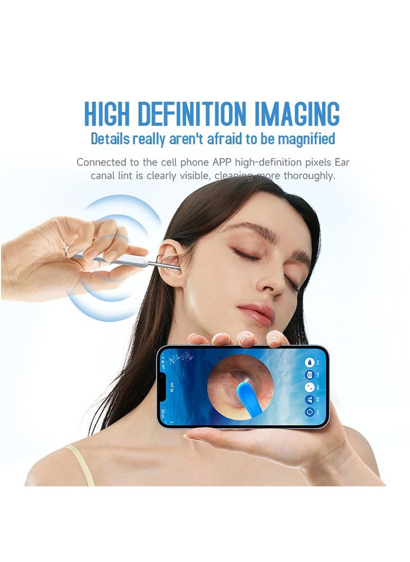 MileMelo Ear Wax Removal, 1080P HD Ear Wax Removal Tool Camera Ear Wax Removal Kit Ear Camera Otoscope with 6 LED Light for iOS and Android (White)  - Image 4