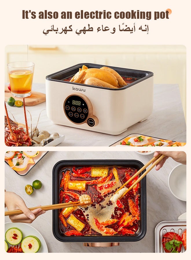  كاو قدور طهي الطعام الكهربائية بالبخار سعة 24 لتر، 1500 واط، قدور طهي الخضروات الكهربائية، القدور الكهربائية الساخنة، قدور البخار، تصميم 3 طبقات قابلة للفصل، لوحة تحكم لمسية مرئية، سعة كبيرة。 - Image 3