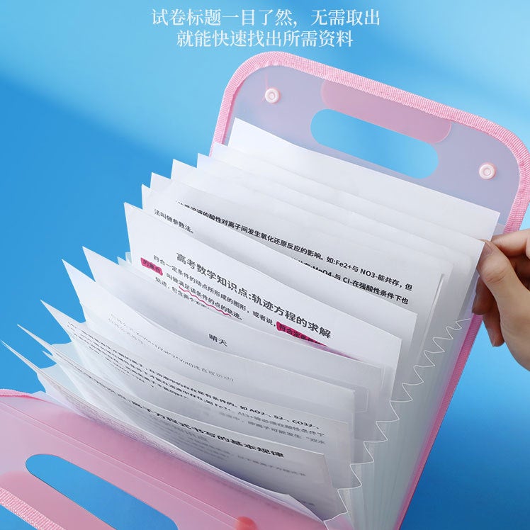 A4 Vertical Organ Bag Portable Folder Student Multi-Layer Large Capacity Test Paper Storage Bag Ins High-Value Test Paper - Image 5