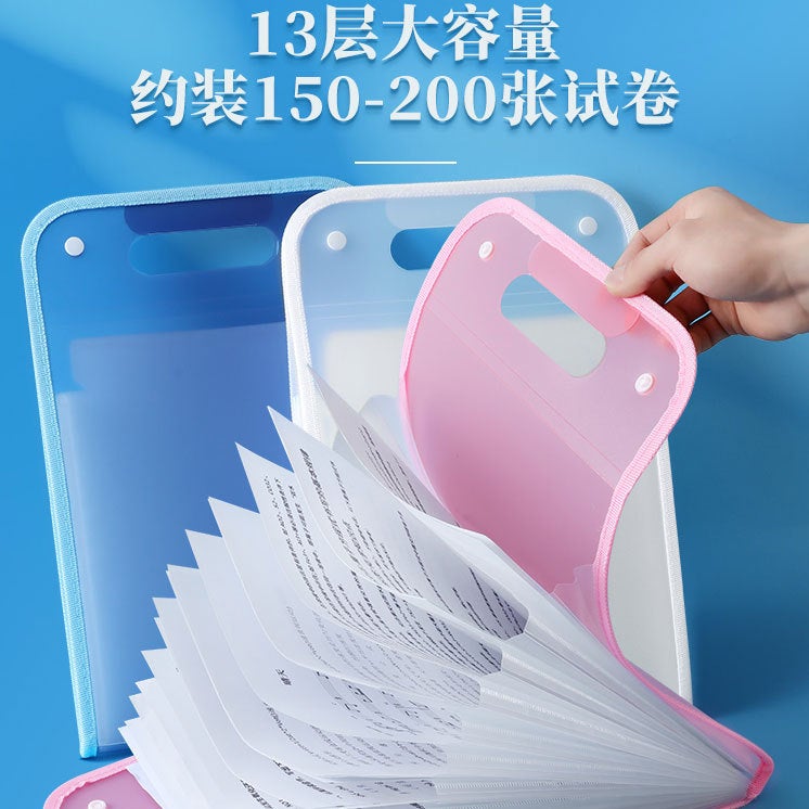 A4 Vertical Organ Bag Portable Folder Student Multi-Layer Large Capacity Test Paper Storage Bag Ins High-Value Test Paper - Image 3
