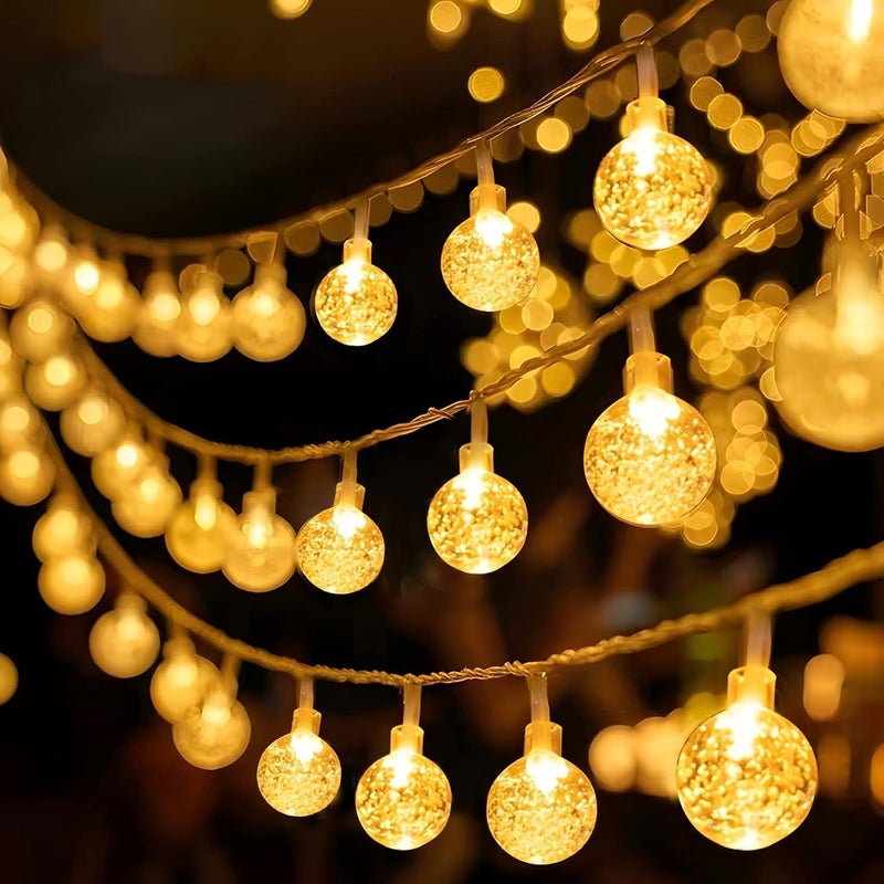 ANJAYLIA 33ft 80LED Globe String lghts Fairy Battery Operated String with Remote Waterproof Indoor Outdoor Hanging Lights Christmas for Home Party Patio Garden Wedding - Image 1