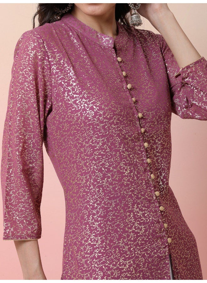 AKS Rose Gold Print Georgette Kurta - Image 2