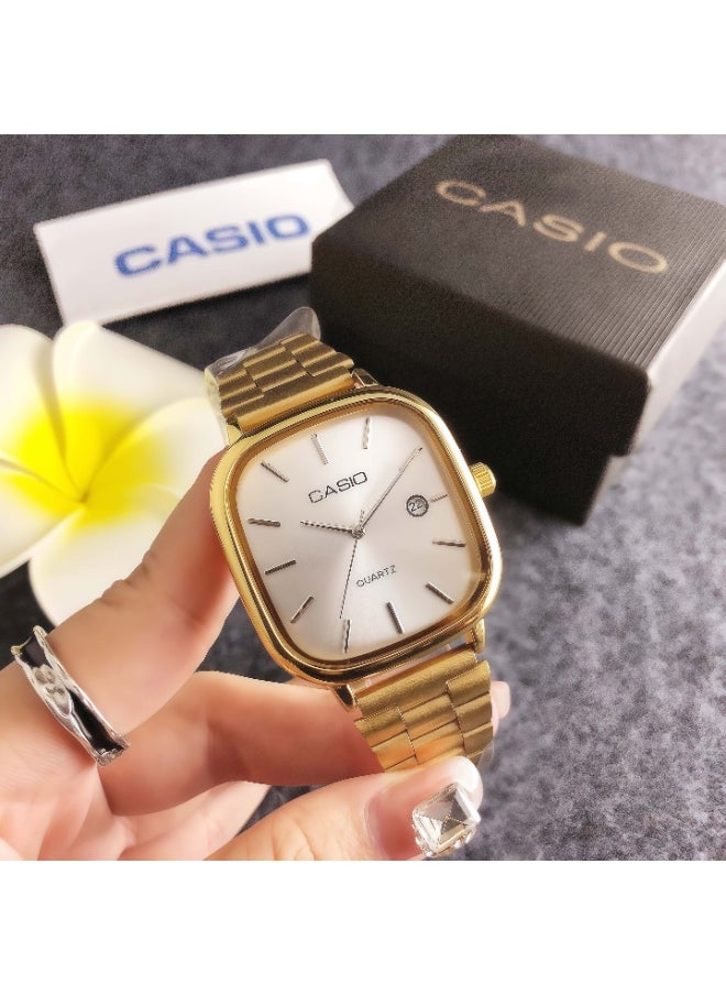 CASIO Classic Men's and Women's Fashion Multi functional Alloy square Quartz Watch Stainless Steel Strap 36MM  - Image 1