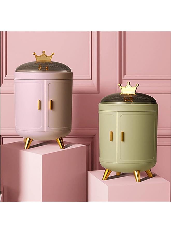 PROMASS Crown 360 Rotating Jewelry Organizer Household Earrings Necklace Dustproof Large Desktop Display Stand Luxury Retro Jewel Storage Box Gifts for Women Makeup Organizer Drawers(Pink) - Image 1