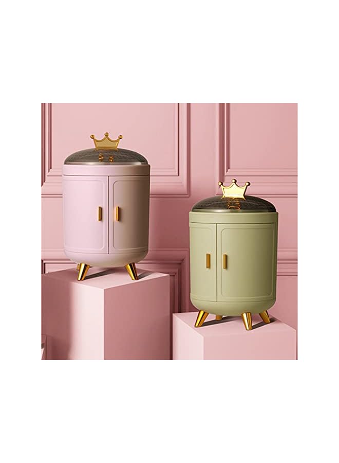 PROMASS Crown 360 Rotating Jewelry Organizer Household Earrings Necklace Dustproof Large Desktop Display Stand Luxury Retro Jewel Storage Box Gifts for Women Makeup Organizer Drawers(Pink) - Image 2