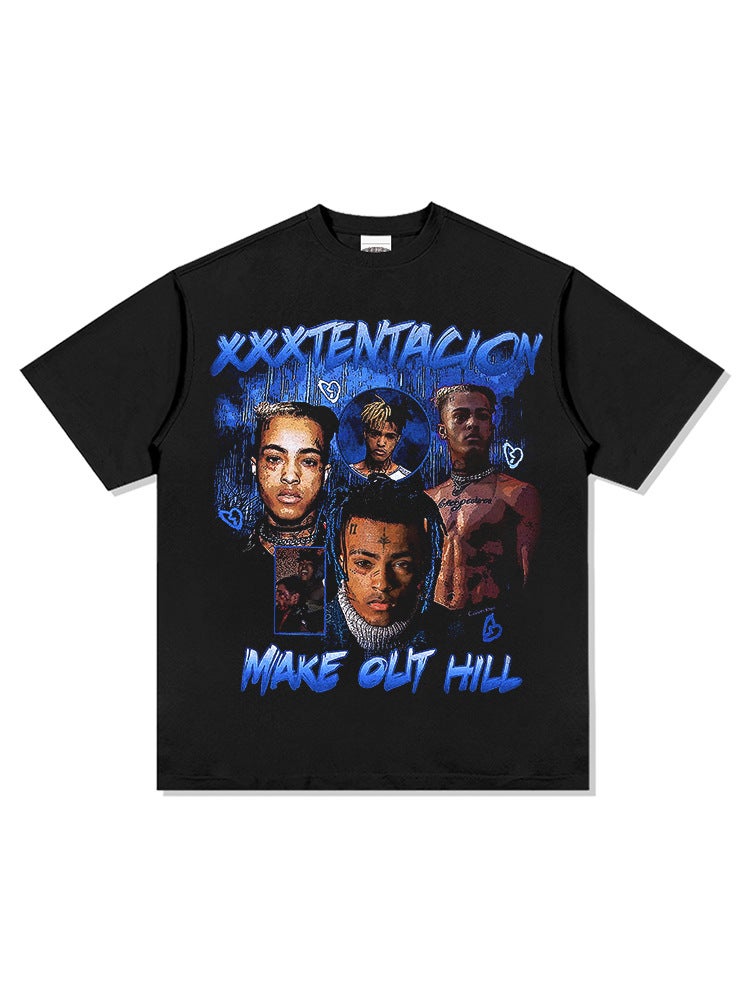 Hip hop rap XXX Tentacion HIPHOP and high street loose heavy T-shirt Vintage Short Sleeve - Image 3