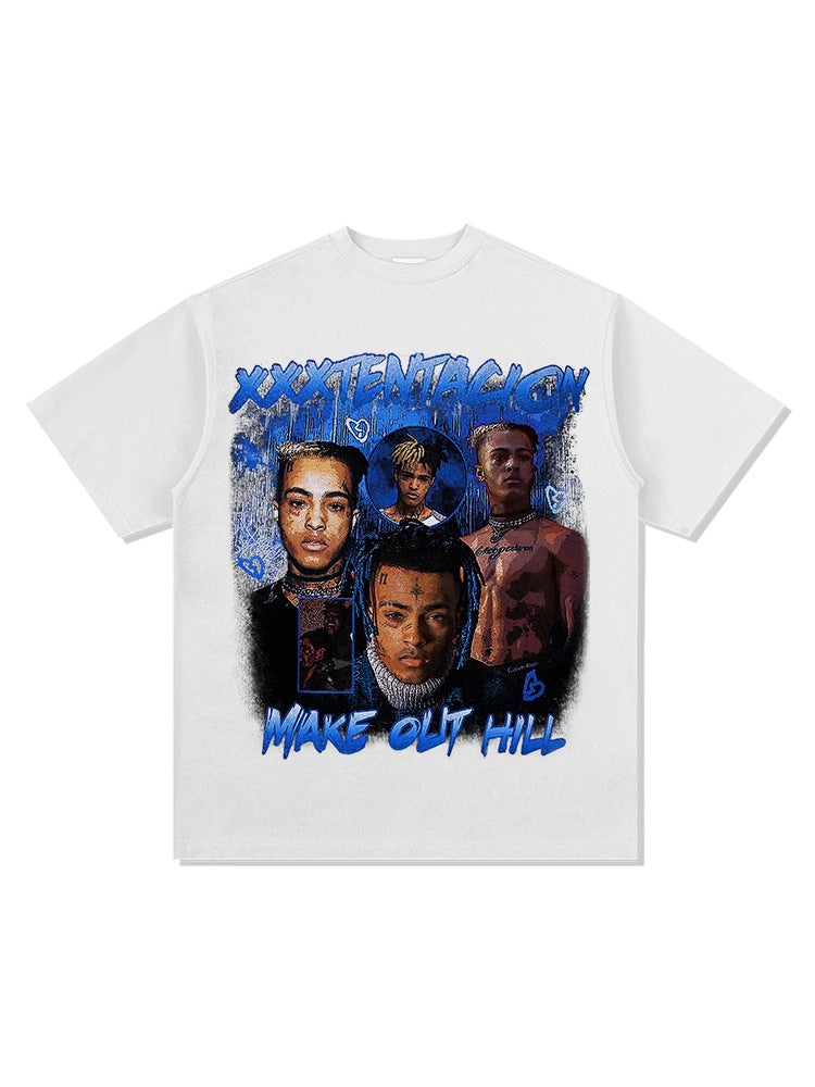 Hip hop rap XXX Tentacion HIPHOP and high street loose heavy T-shirt Vintage Short Sleeve - Image 4