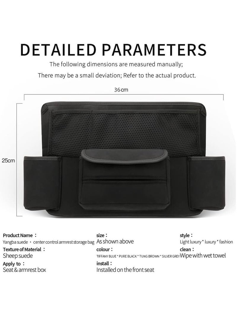 Excefore Car Handbag Holder Between Seats Suede Large Capacity Car Purse Holder Automotive Consoles & Organizers for Document Phone Storage Car Organizer - Image 2