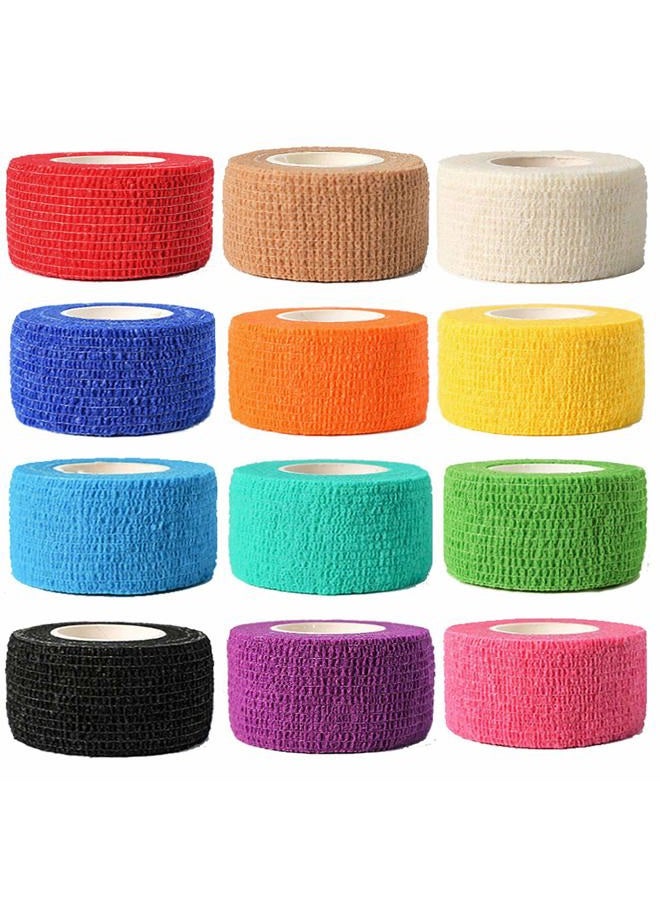 Kuvvfe (12-Pack) 1” x 5 Yards | Self Adhesive Bandage Wrap, Kuvvfe Athletic Elastic Cohesive Bandage for Sports Injury,Strain,Knee & Wrist,Ankle Sprains & Swelling First Aid  - Image 1